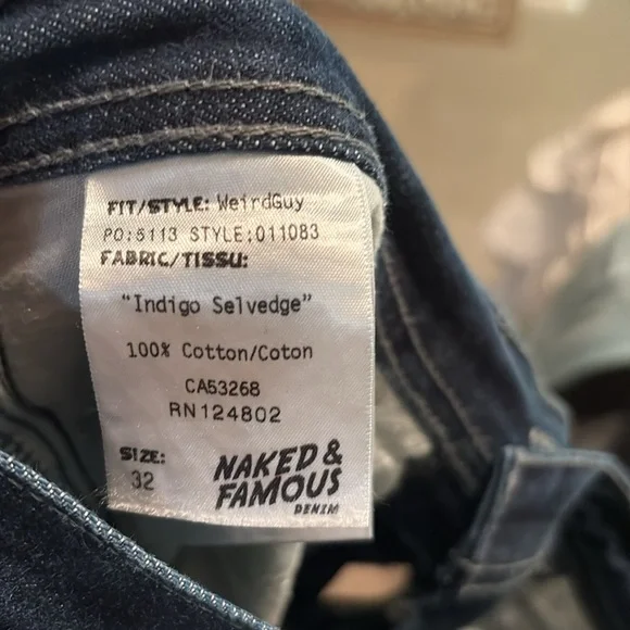 Naked & Famous Selvedge Jeans Mens 32 Weird Guy Cotton Dark Wash Indigo - Picture 7 of 7